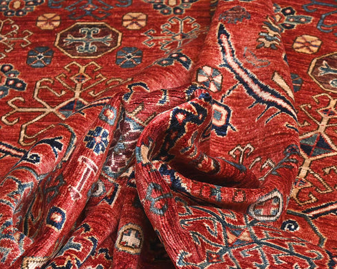 8x10 Red Aryana Afghan Hand Knotted Veg Dye Wool Area Rug